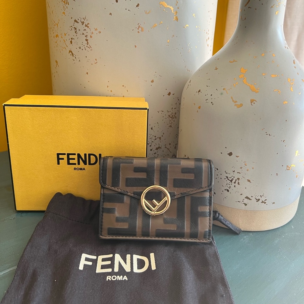Authentic Fendi Micro Trifold Leather Wallet, full inclusion